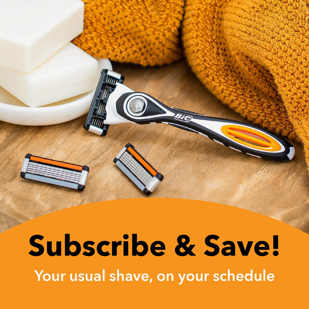 BIC Flex 5 closeup of five flexible blades demonstrating smooth shave benefit