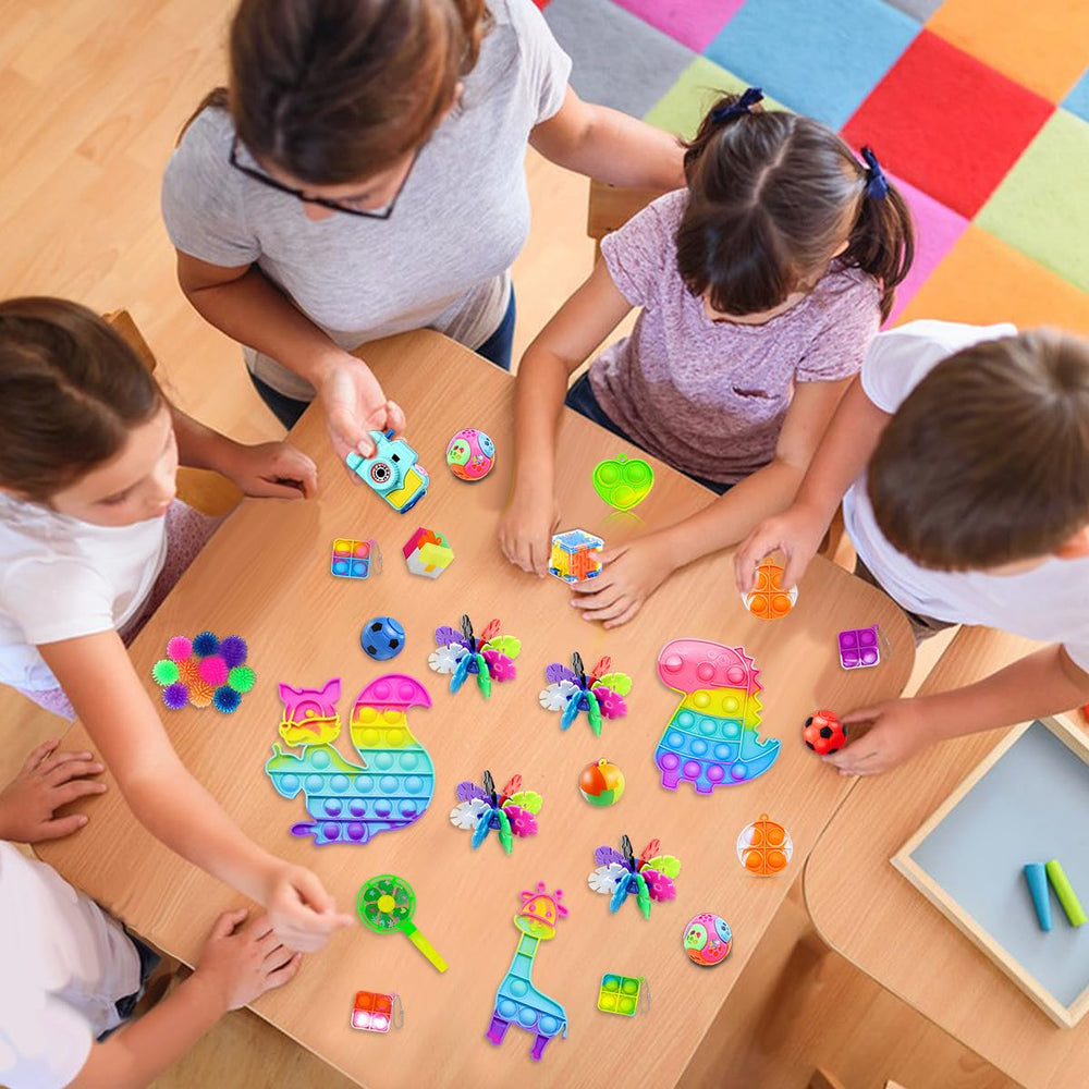 BicMan party table display illustrating fast, colorful party favors