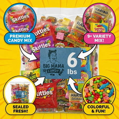 Big Mama Candy in a glass candy bowl staged for parties showing convenient refill appeal