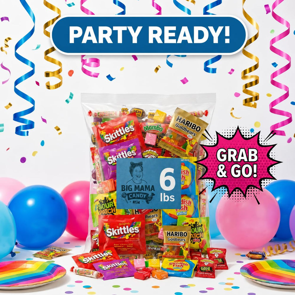 Big Mama Candy held in hand for size comparison showing portion scale and party-ready amount