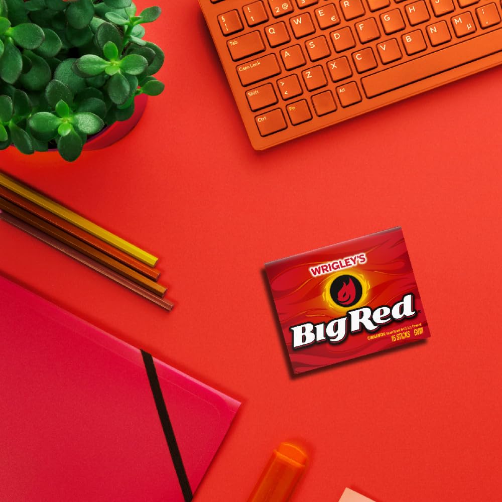 BIG RED opened pack displaying individually wrapped sticks for quick sharing and portion control