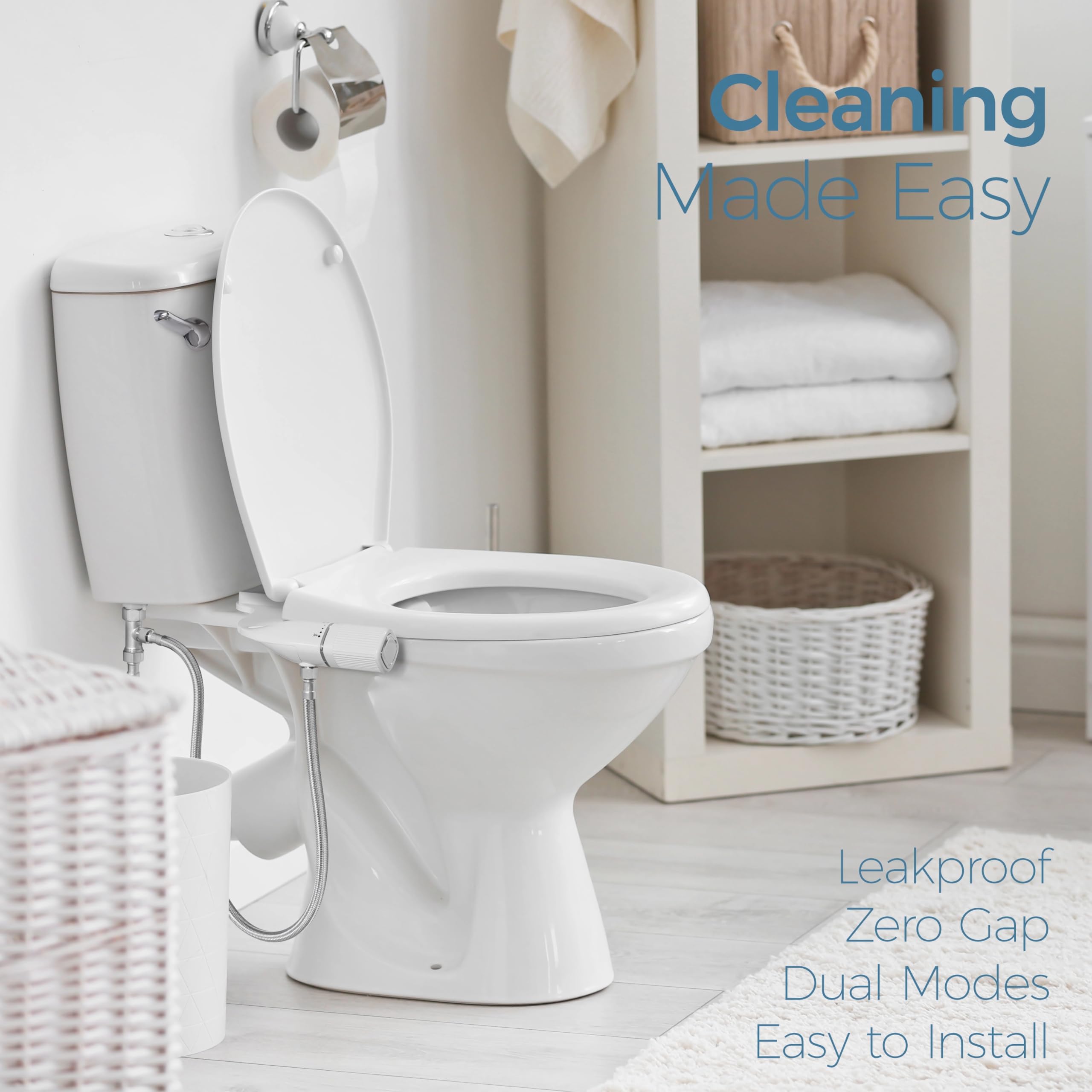 BIGCOW installed on toilet showing compact scale and space-saving benefit