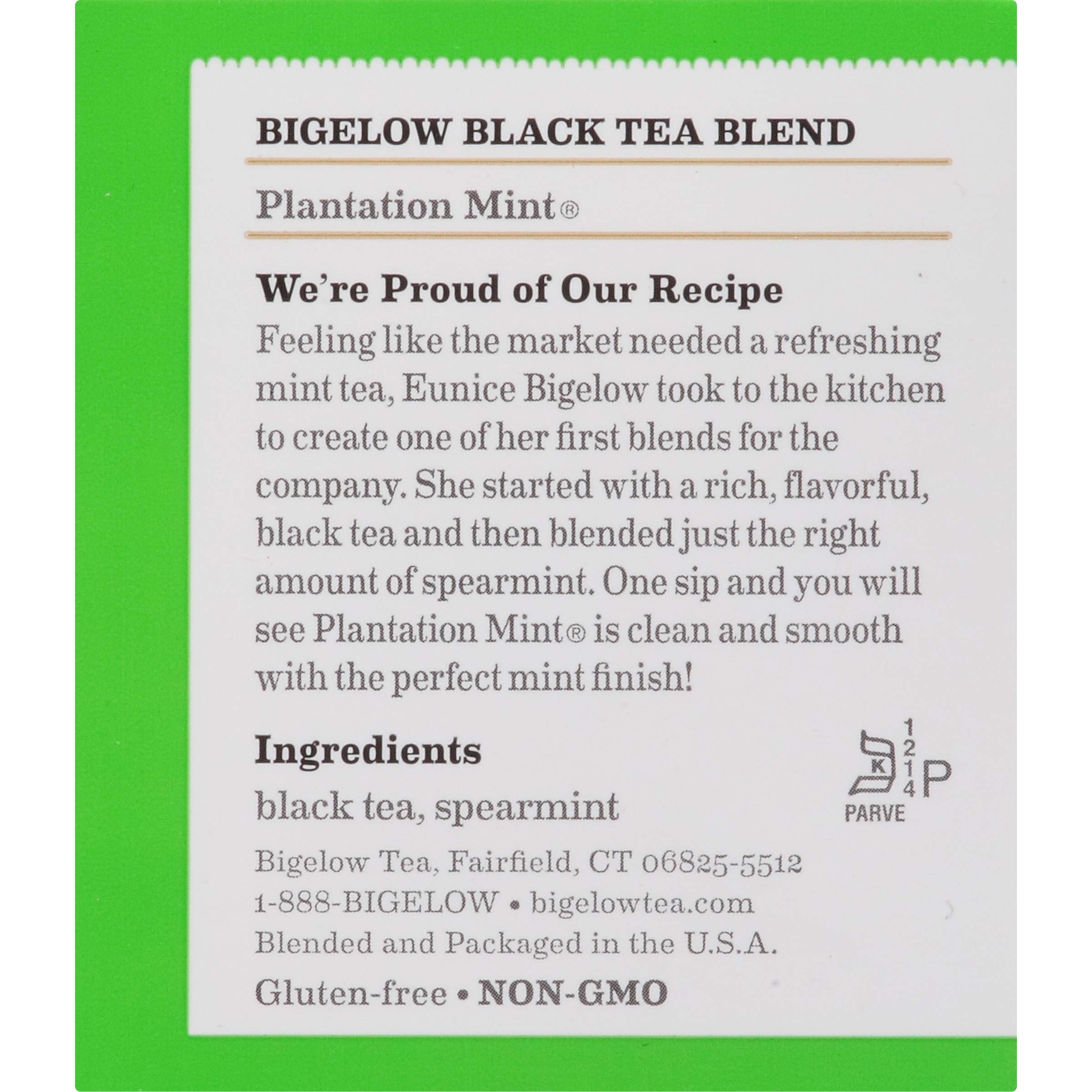 Bigelow Tea box beside mug for scale showing package size and serving readiness