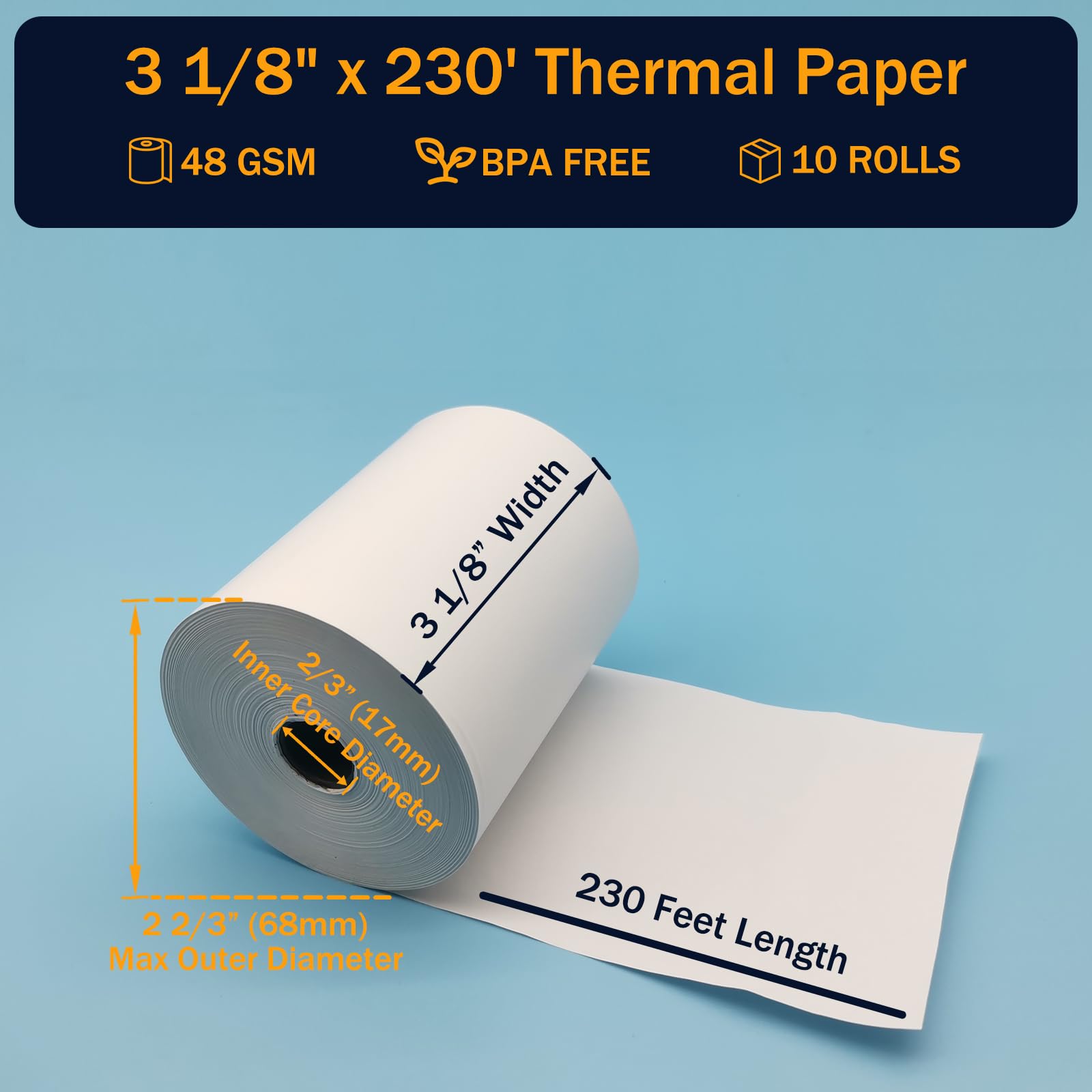 Bigger close-up of thermal paper edge showing smooth coating and crisp printing benefit