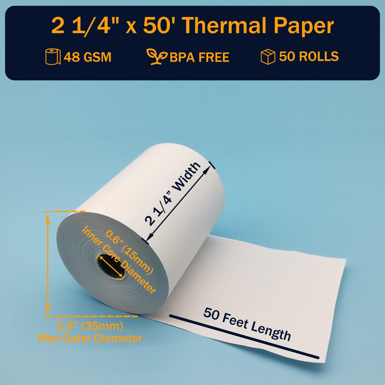 BIGGER close-up of thermal paper texture for sharp print quality benefit