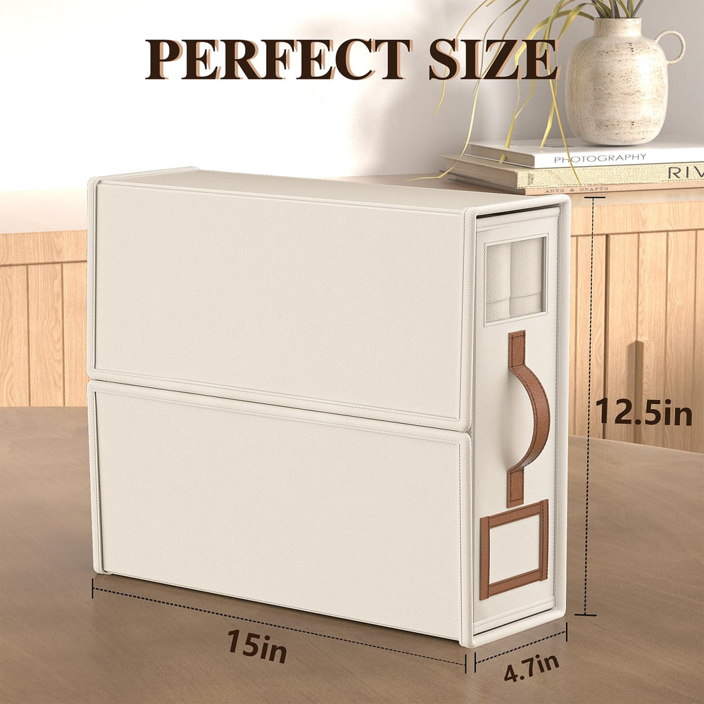 BigPonPon storage boxes on bedroom shelf creating tidy, accessible bedding organization