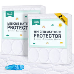 Biloban front packaging showing two white mini crib protectors and convenience