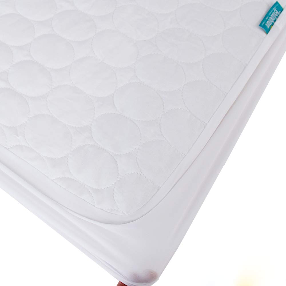 Biloban protector on crib with baby blanket showing easy day-to-day use