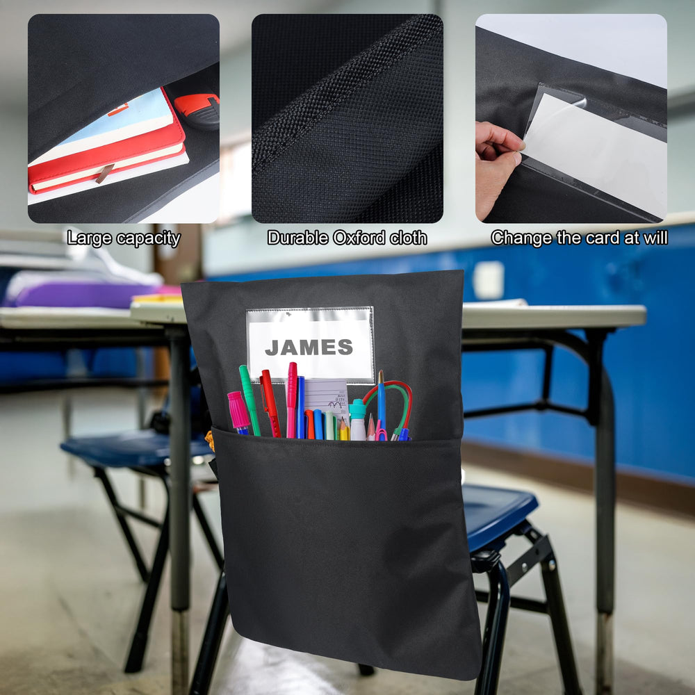 BingLzzr pocket installed on classroom chair demonstrating quick-use benefit