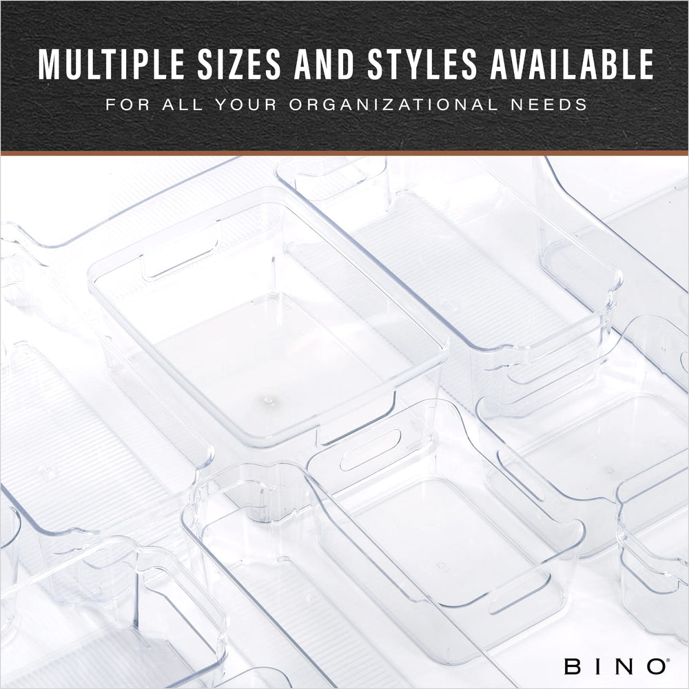 BINO on bathroom shelf containing toiletries for clutter control benefit