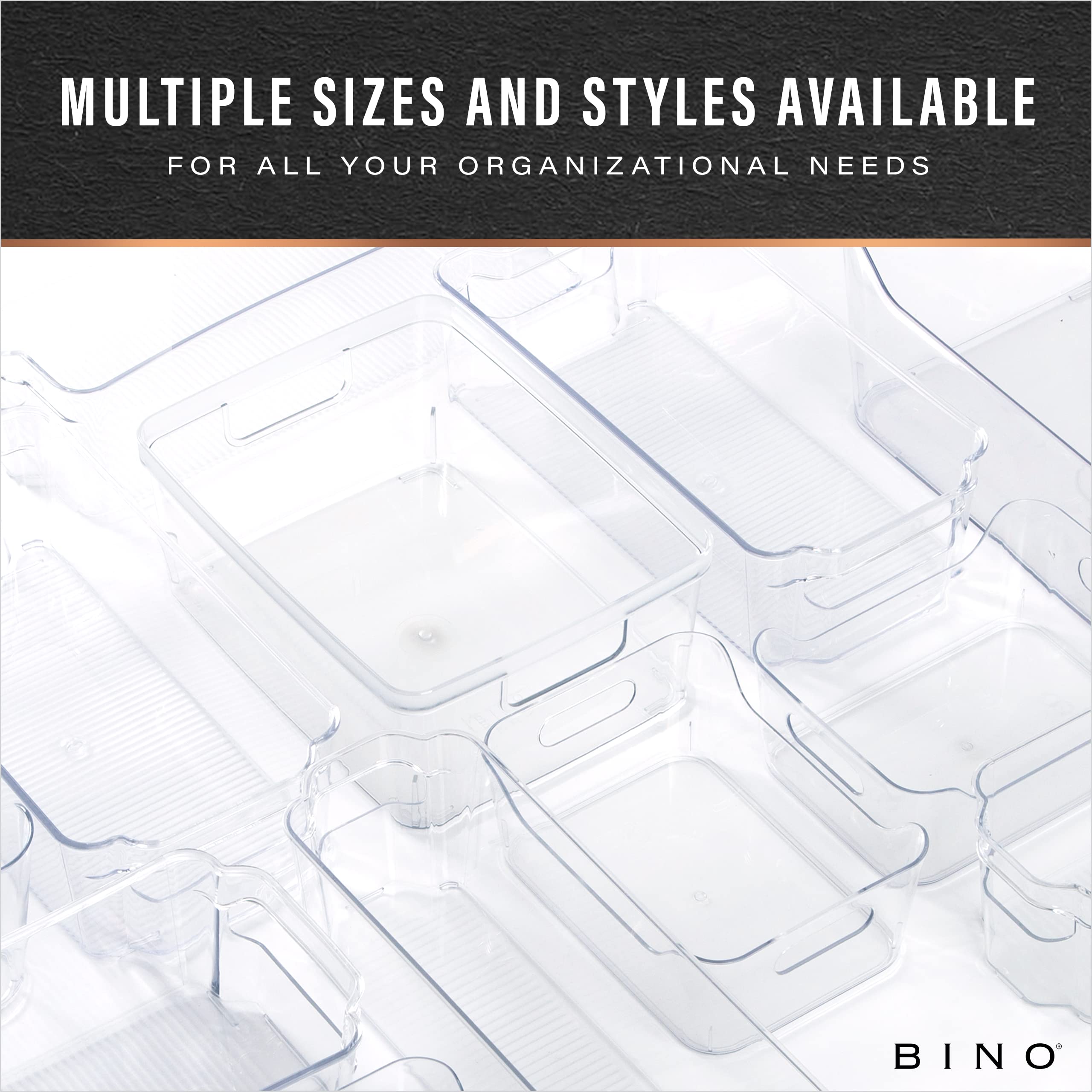 BINO bin on bathroom vanity holding toiletries for tidy counters