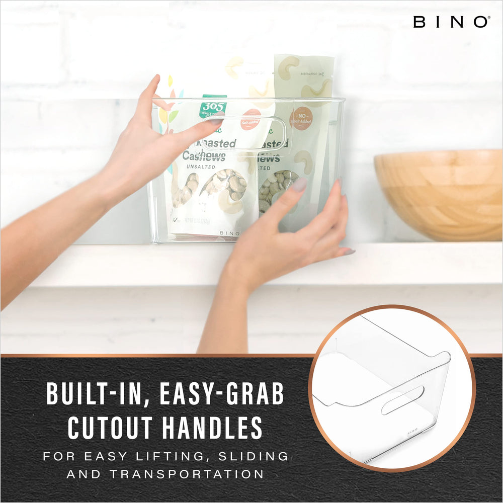 BINO bin close-up of built-in handle for easy lifting and carrying