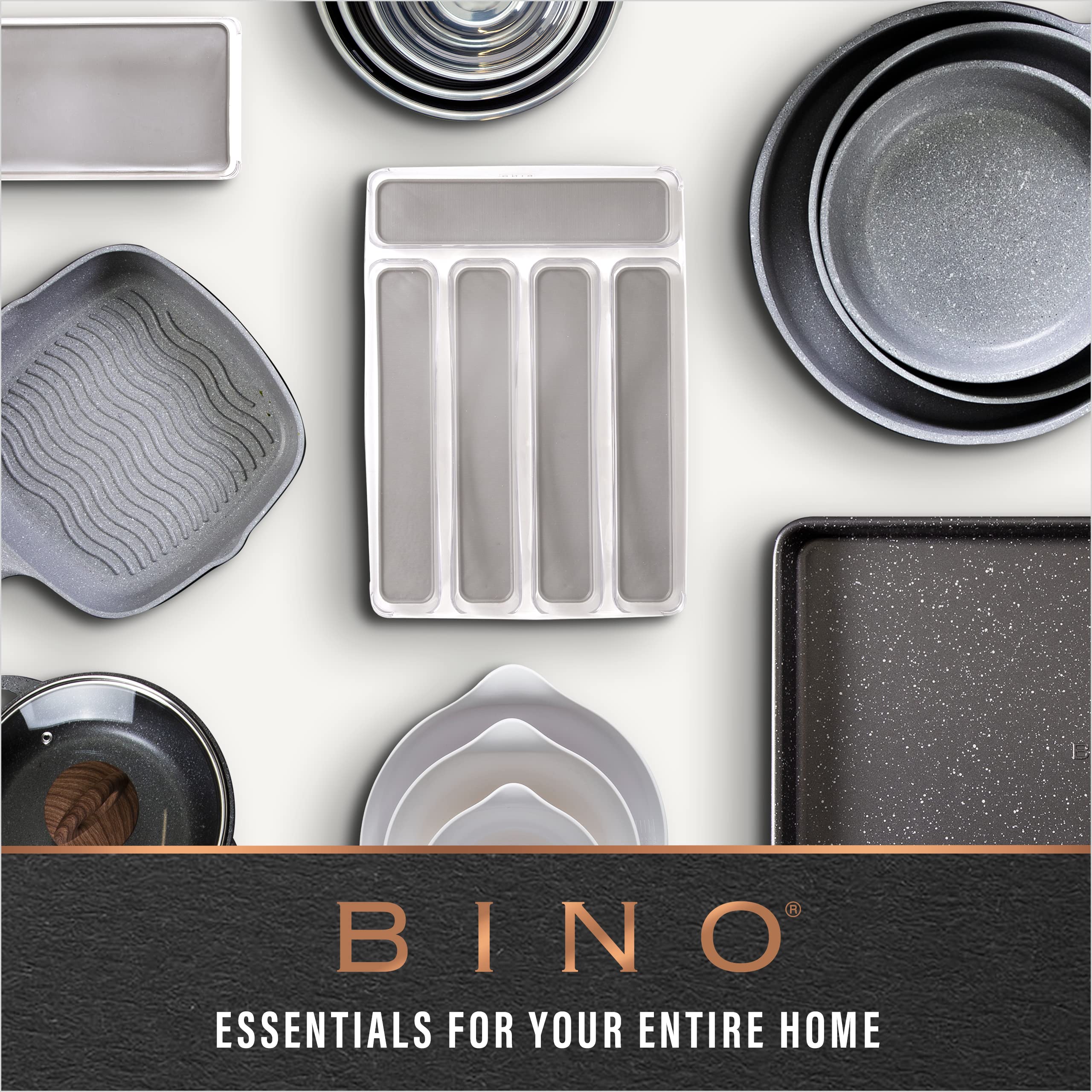 BINO bin beside hand to show compact size and easy portability