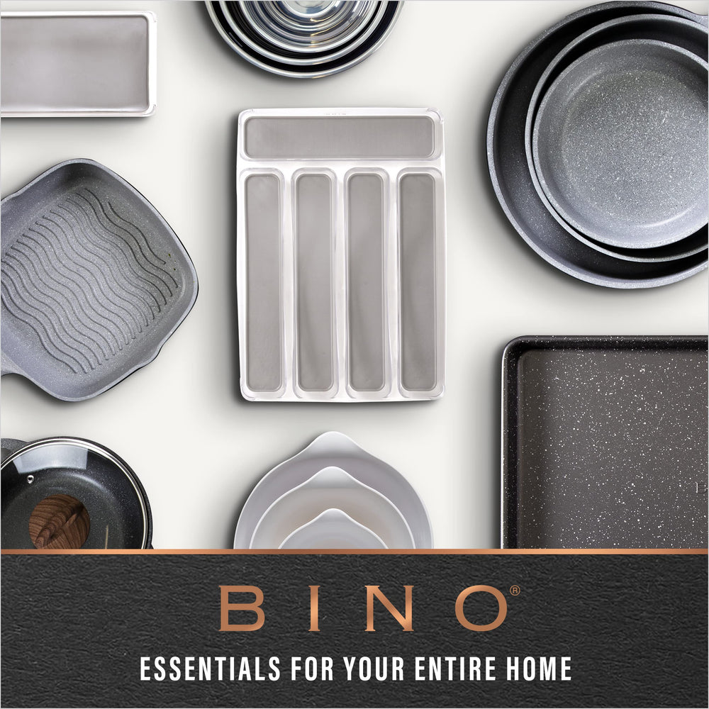 BINO bin beside hand to show compact size and easy portability