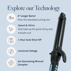 Bio Ionic longer barrel beside standard iron showing extended reach benefit