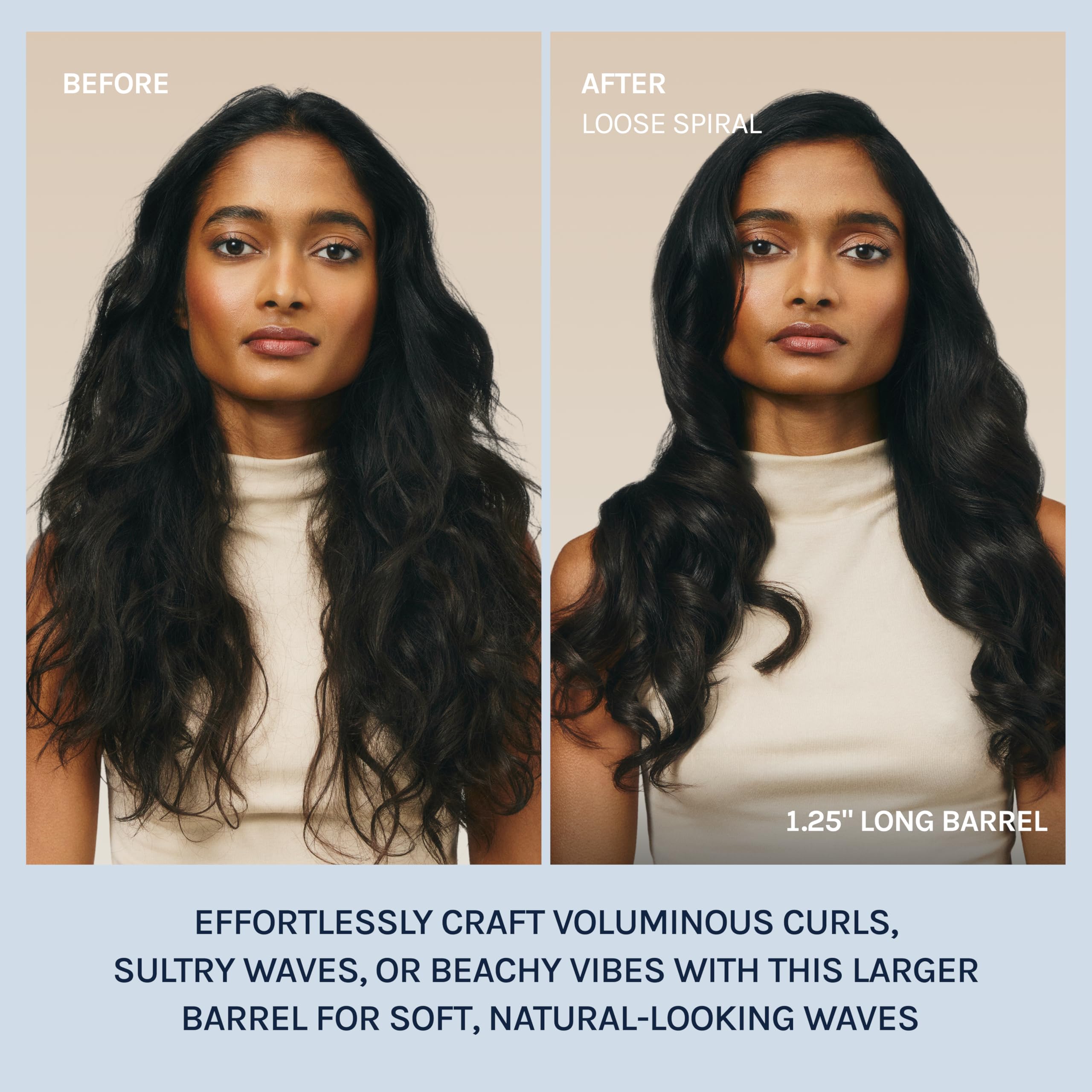 Bio Ionic curling iron in use styling back of head for faster coverage