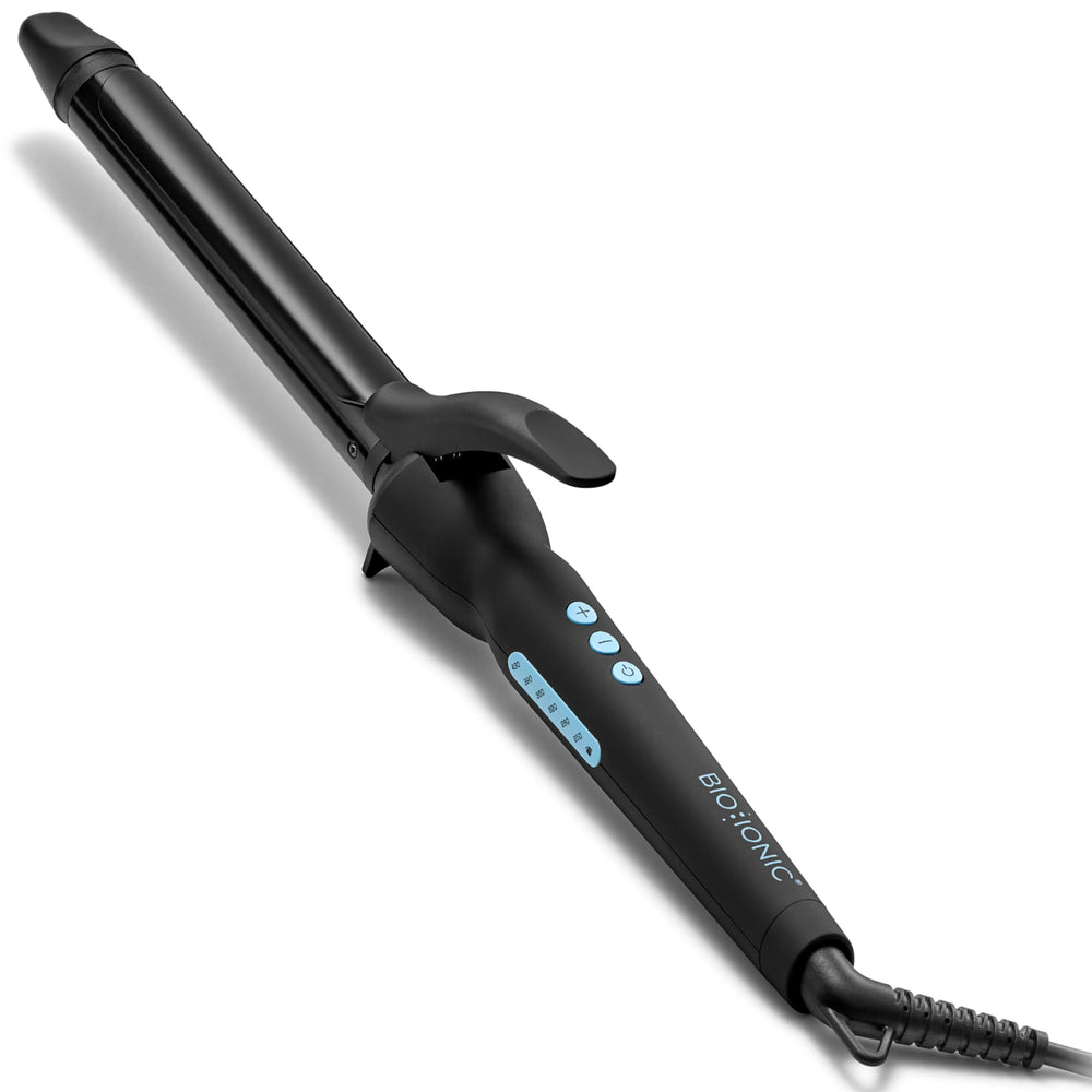 Bio Ionic front shot of curling iron showing sleek profile and branding benefits