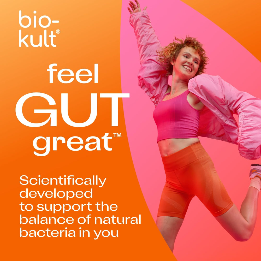 side view of Bio-Kult packaging emphasizing intact seal and clear storage instructions