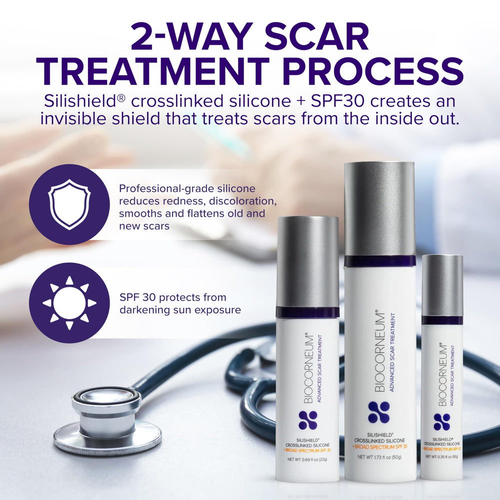 BIOCORNEUM being applied on a healed scar to improve appearance