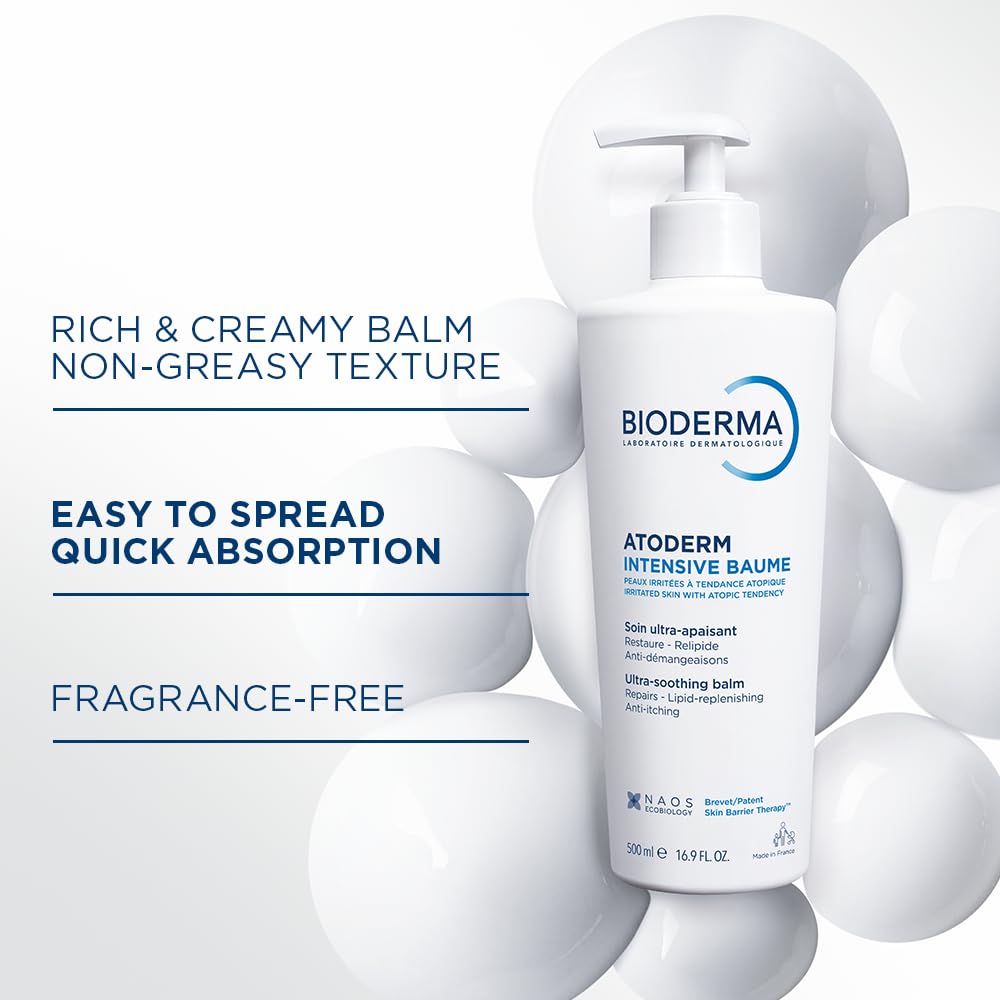 Bioderma Atoderm creamy texture on spoon showing rich nourishment benefit