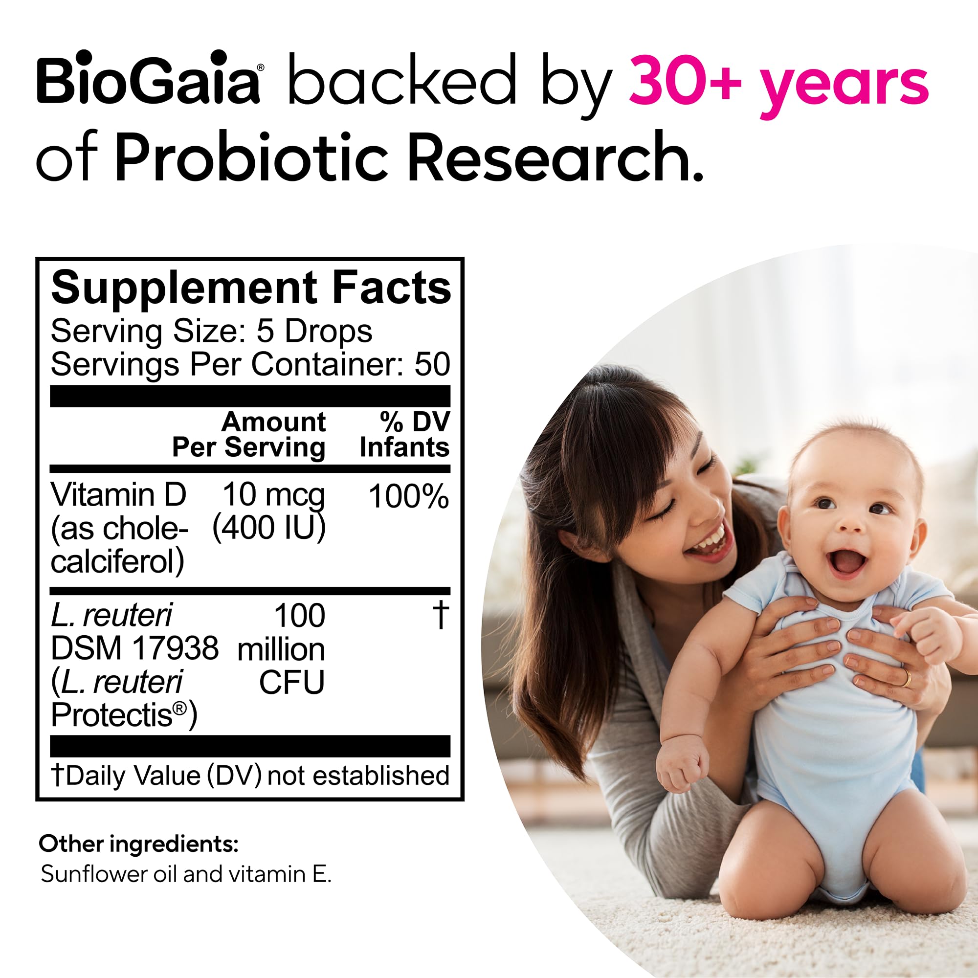 BioGaia baby drops lifestyle nursery setting portraying calm feeding and comfort