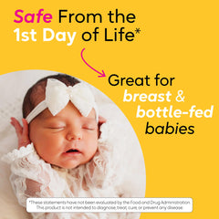 BioGaia baby drops liquid texture on spoon illustrating easy mixing and dosage
