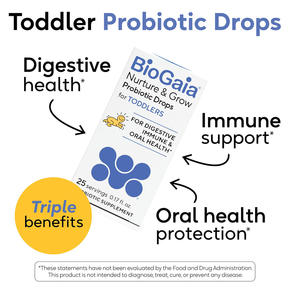 BioGaia drops on finger for simple toddler administration benefit