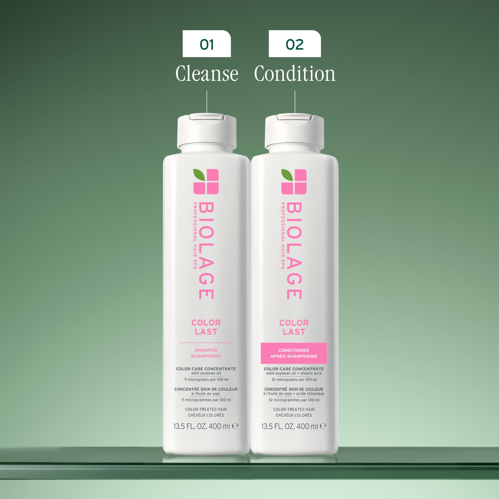 Biolage Color Last Conditioner rinsing from hair showing lightweight, residue-free finish