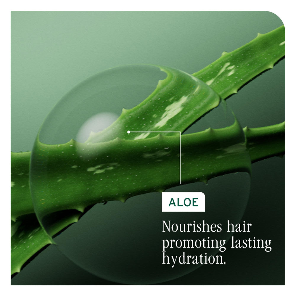 Biolage bottle beside aloe leaf showing botanical aloe benefit
