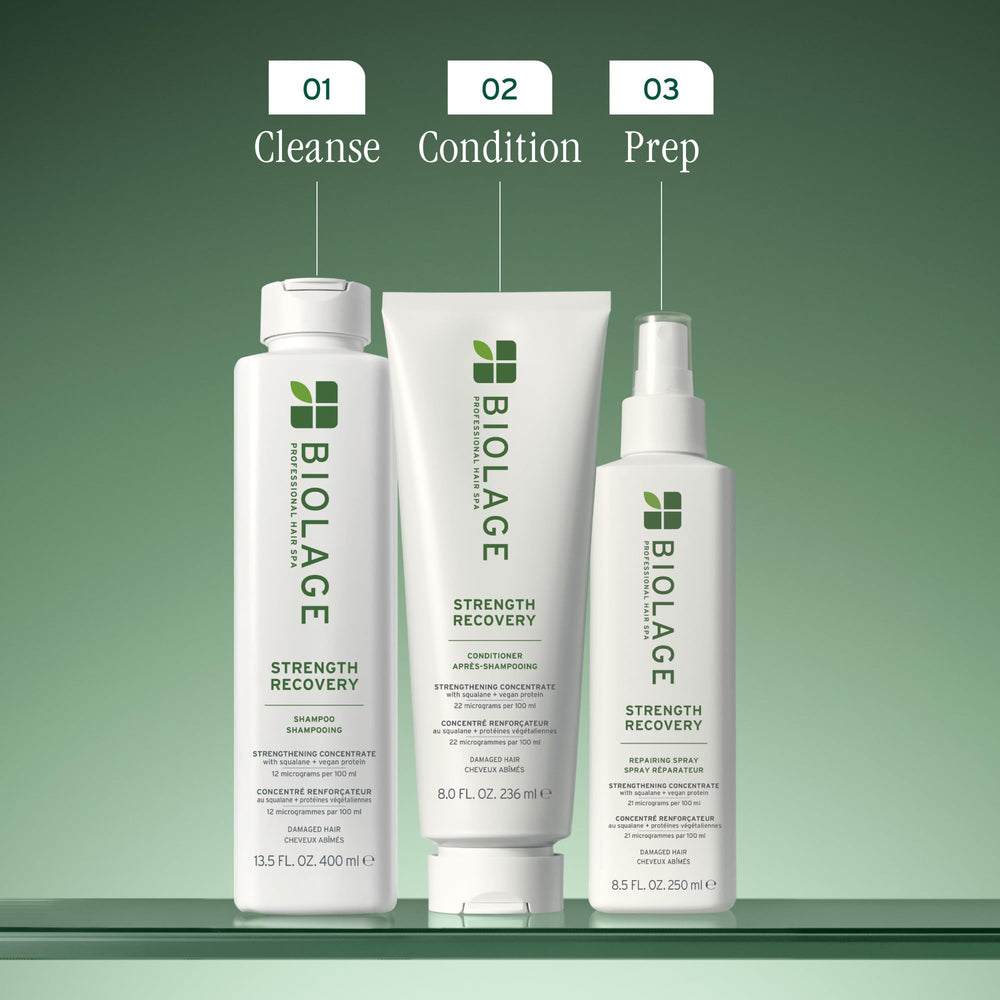 Biolage shampoo and conditioner pair showing combined strengthening benefit