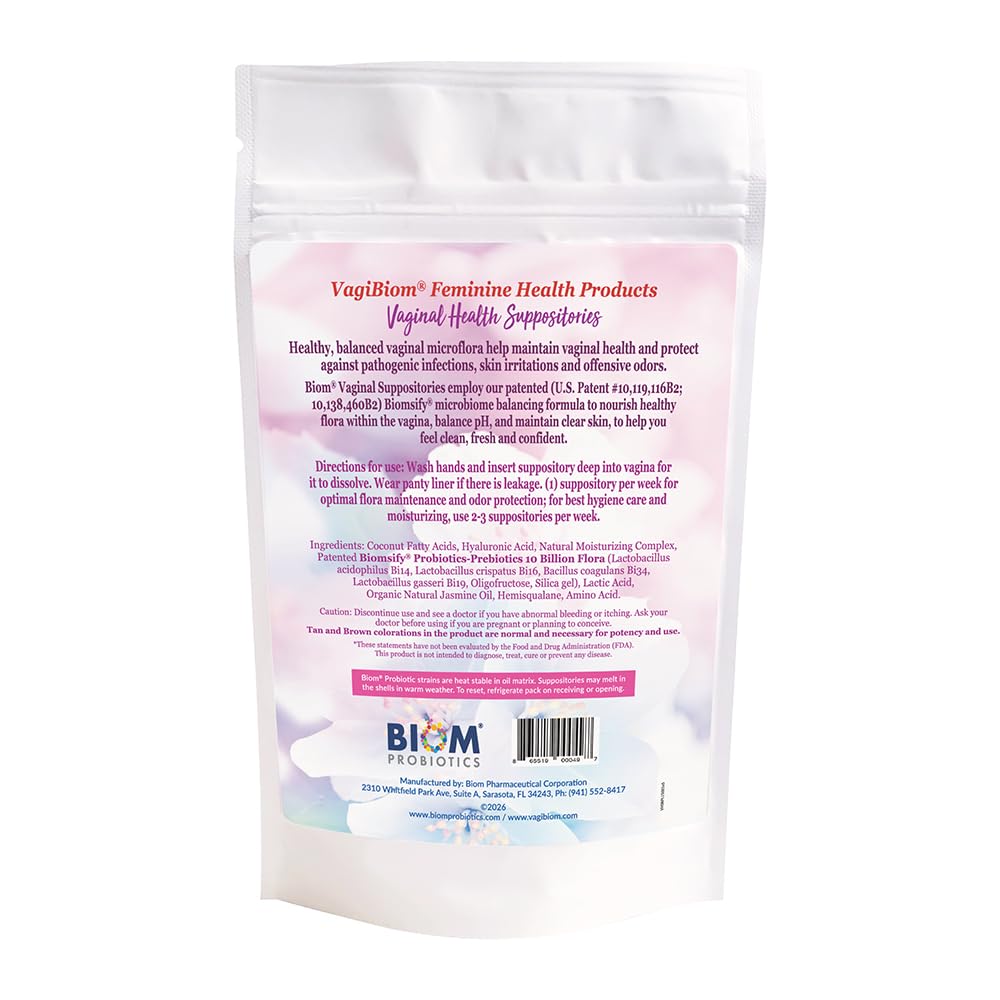 Biom Probiotics close-up of a single VagiBIOM suppository for gentle comfort
