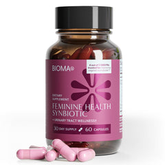 BIOMA front bottle view showing supplement benefits for feminine health