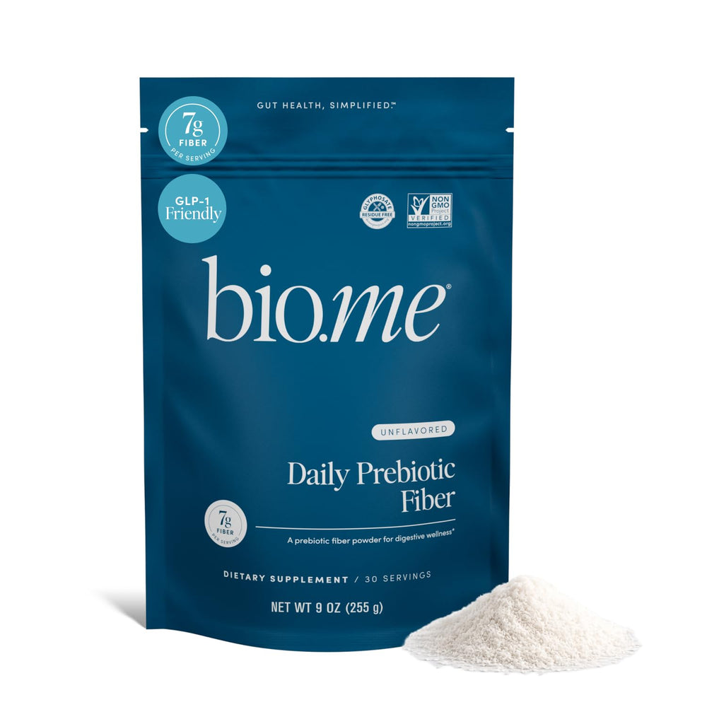 Bio.me front packaging showing container and branding, clear product information benefit