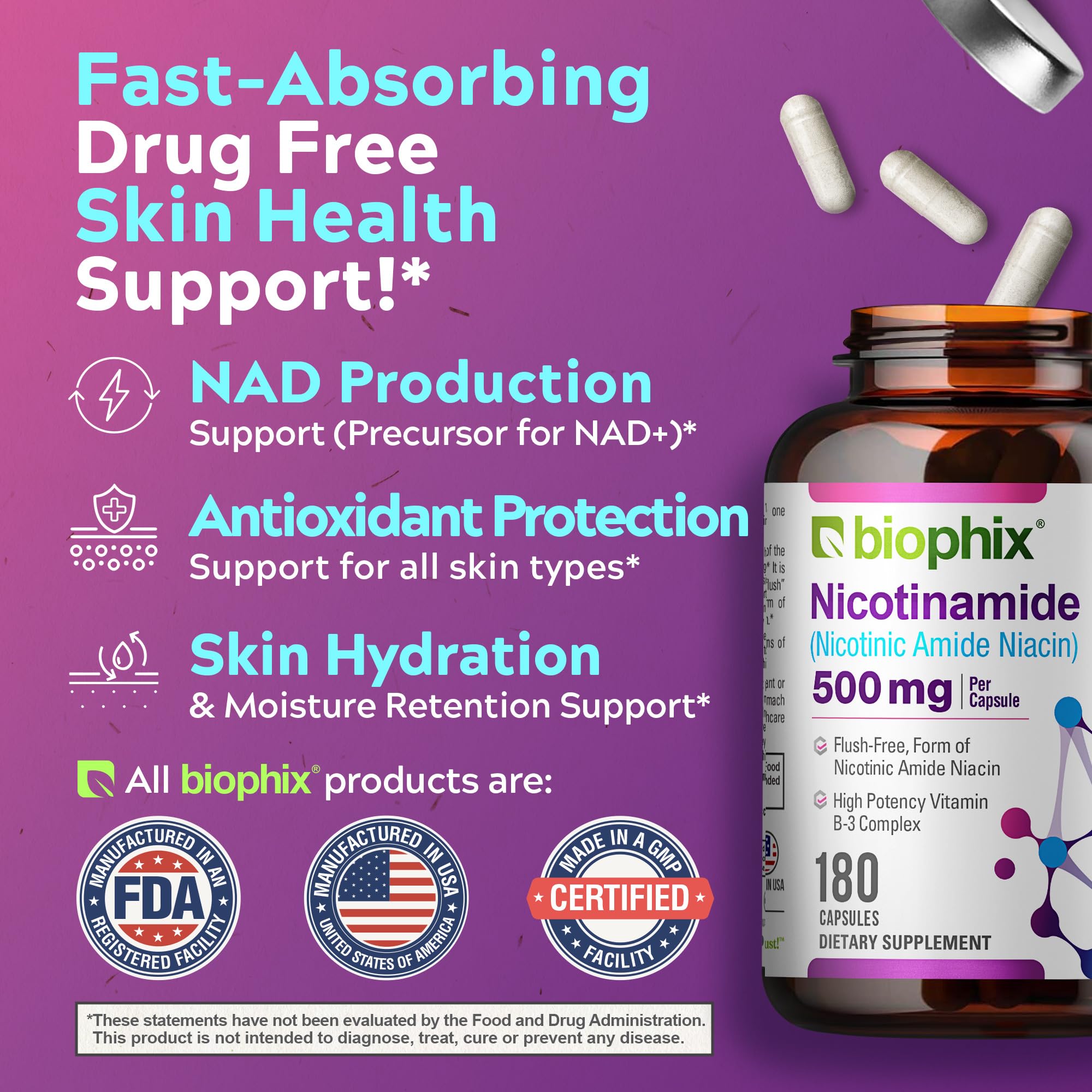 biophix capsules next to hand for scale showing compact, travel-ready size
