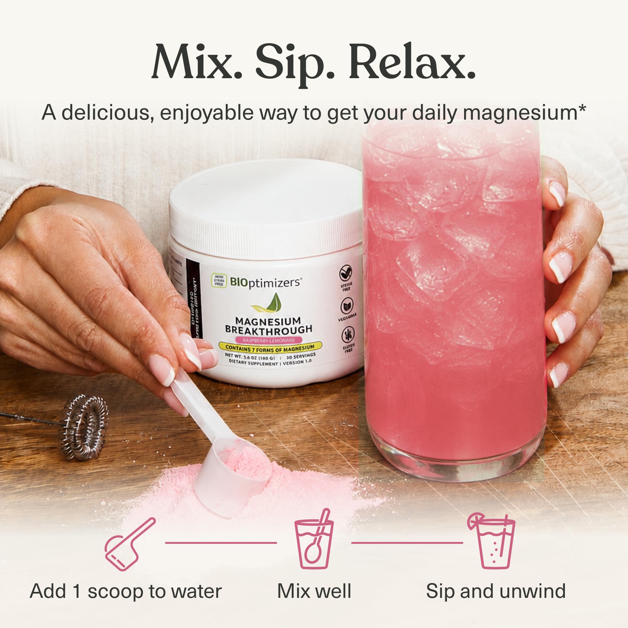 BIOptimizers label close-up showing ingredient list and electrolyte information clearly
