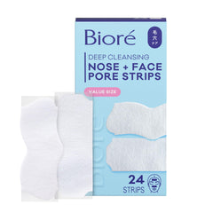 Bioré front packaging showing nose and face strips and count benefit