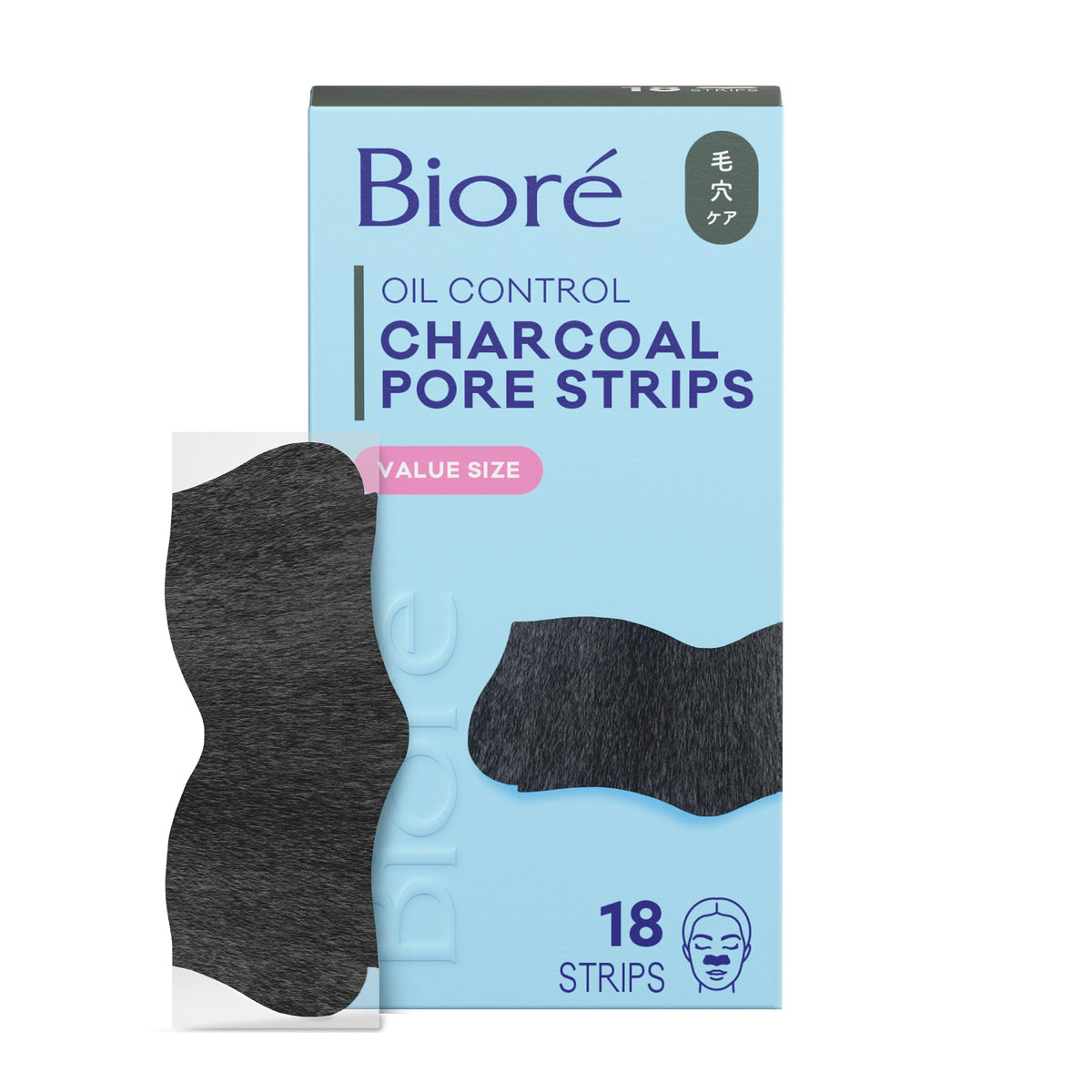Bioré front packaging showing 18 count and charcoal benefit