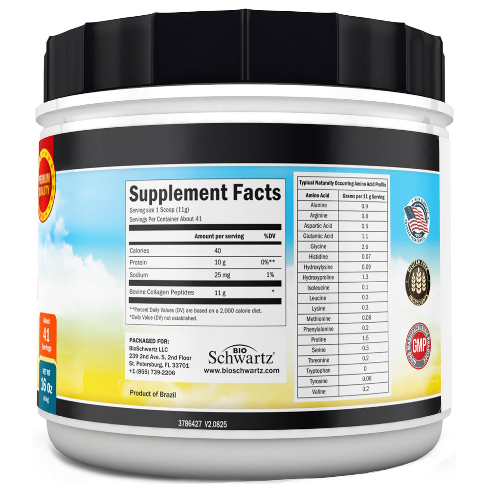 BioSchwartz jar held in hand for scale, 41 servings per container benefit