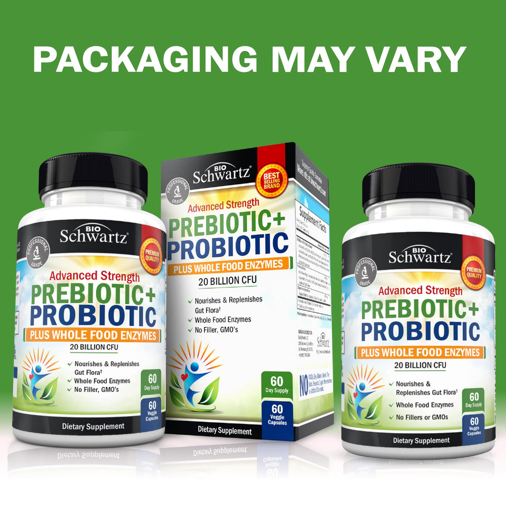 BioSchwartz key ingredient display including prebiotics and enzymes for digestive support benefit