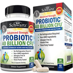 BioSchwartz front bottle view showing clear probiotic branding and convenience
