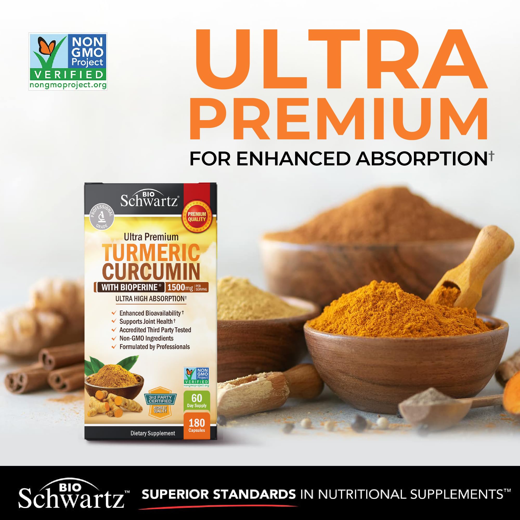 BioSchwartz turmeric powder texture illustrating high-concentration extract quality