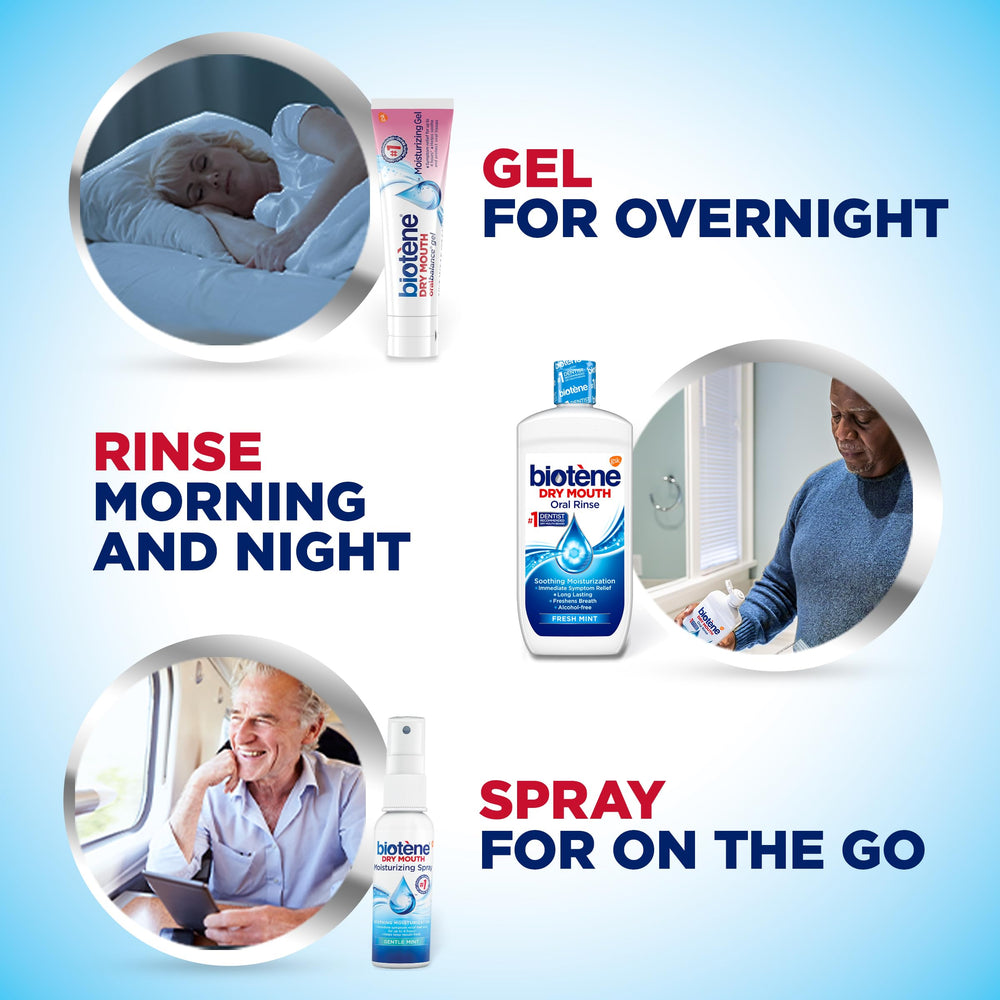 biotene gel bedside application illustrating overnight moisturizing support