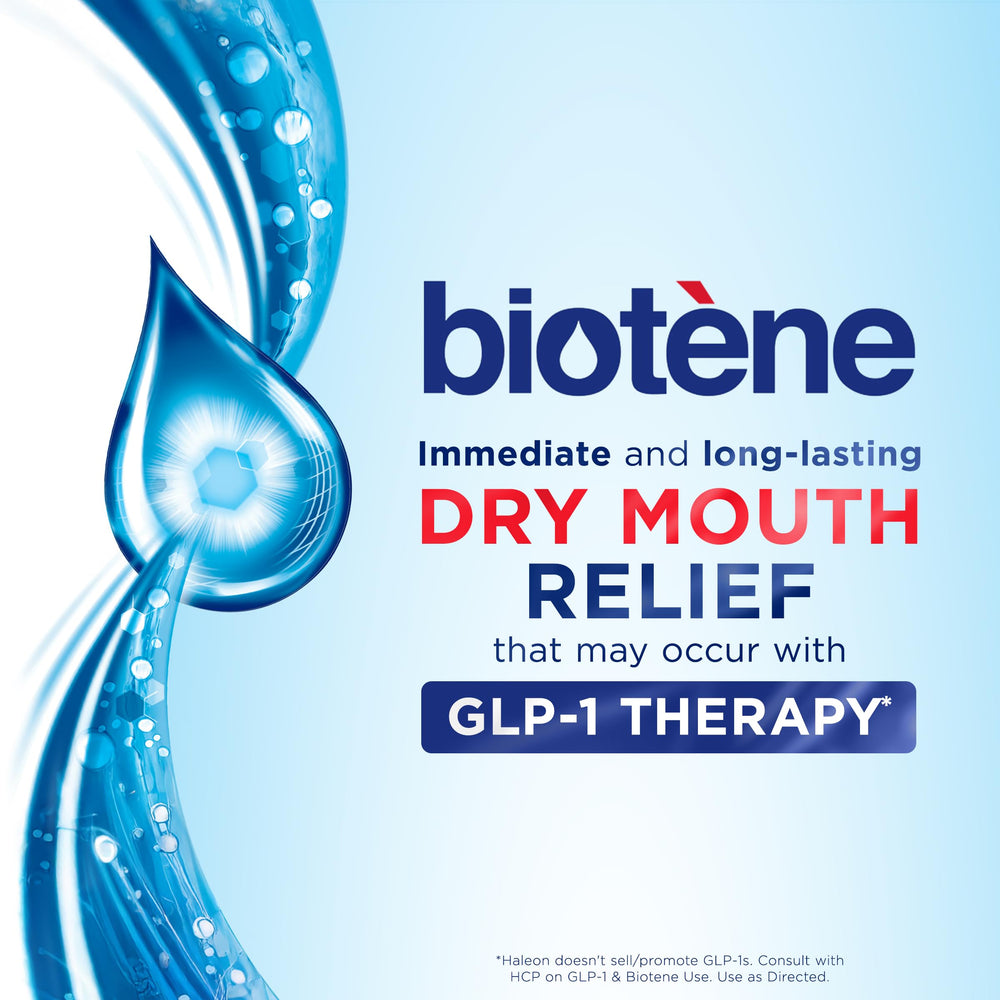 biotene kit contents laid out to show rinse, spray and gel complementing each other