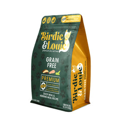 Birdie & Louie front packaging showing duck and herring benefits
