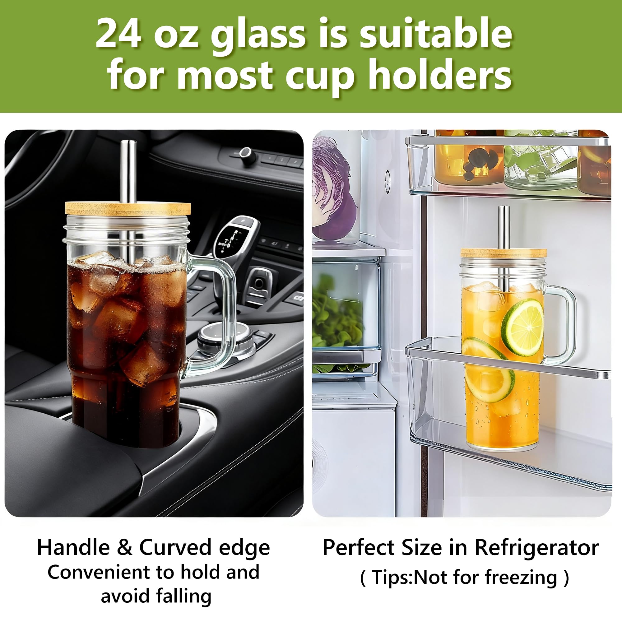 Birity tumbler held by ergonomic handle for secure one-handed carrying