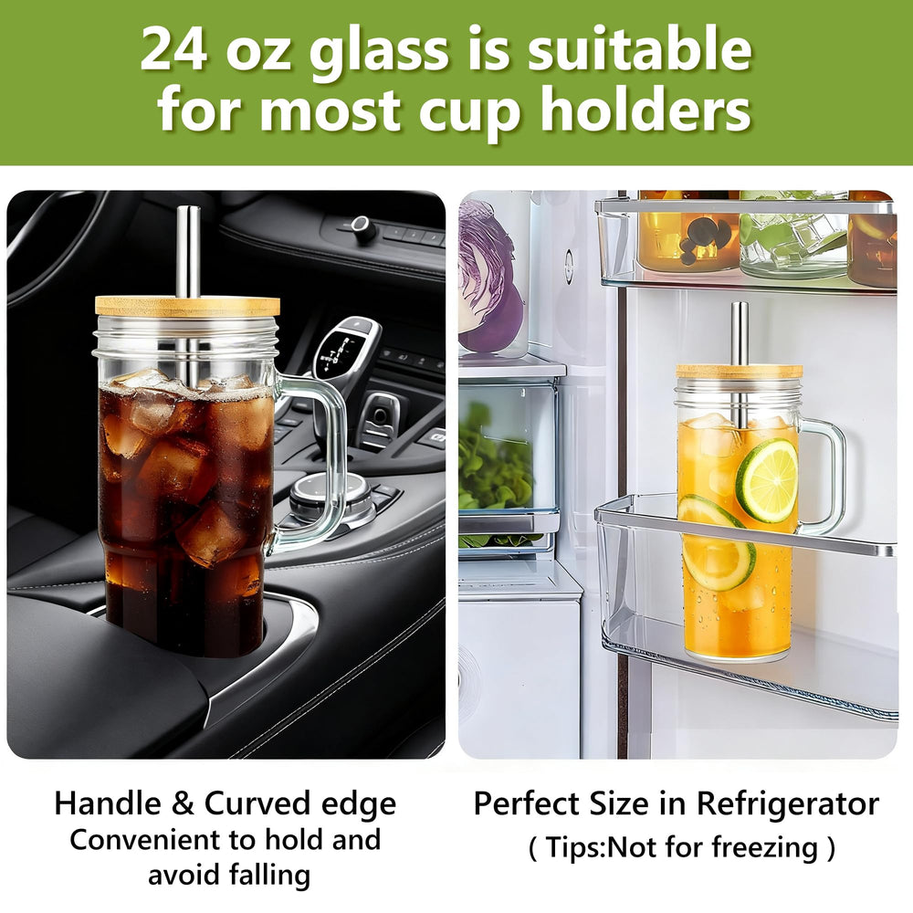 Birity tumbler held by ergonomic handle for secure one-handed carrying