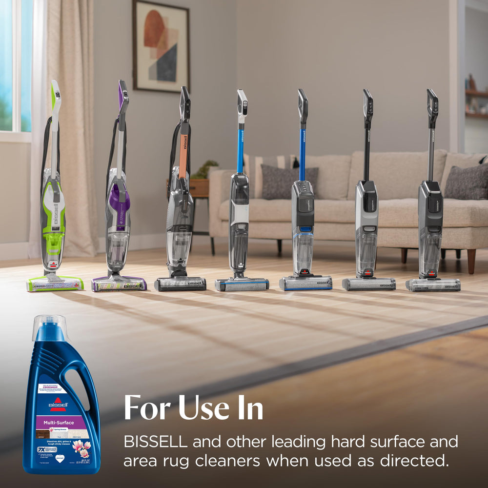 Area rug being refreshed by BISSELL solution demonstrating gentle rejuvenation