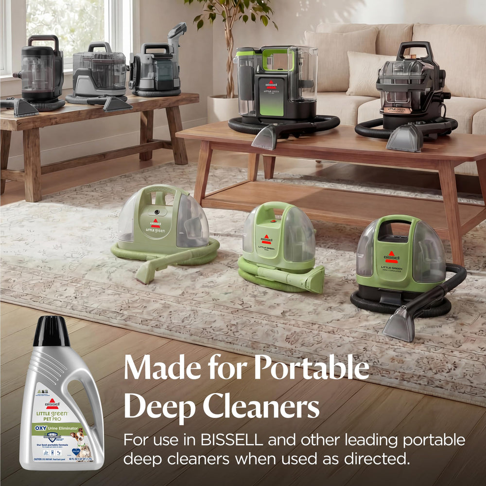 Bissell before-and-after carpet patch showing visible stain removal benefit