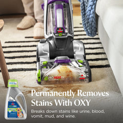 close-up of BISSELL solution foam showing cleaning action and stain-lifting performance