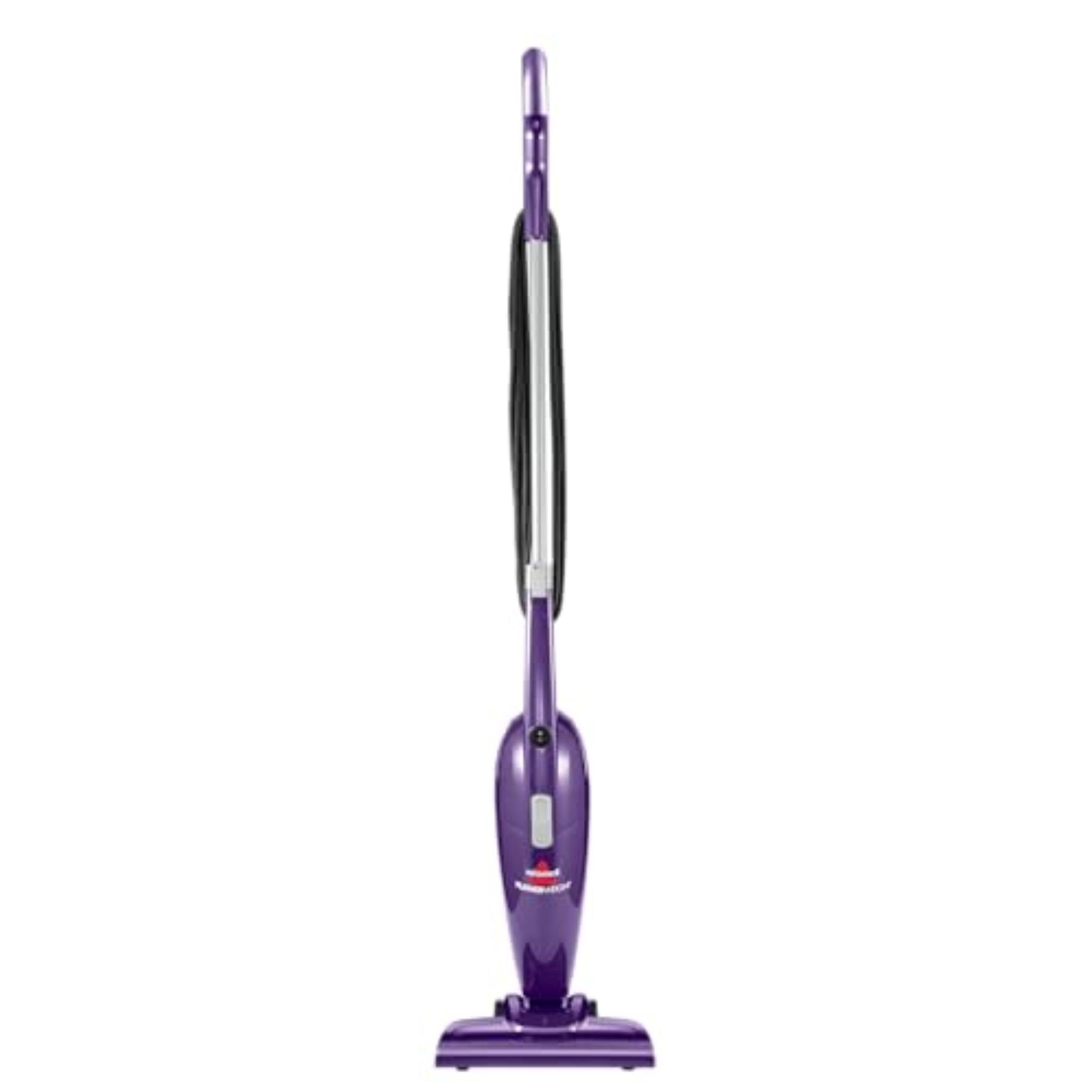Bissell FeatherWeight front view showing slim purple stick and cleaning head for easy maneuvering